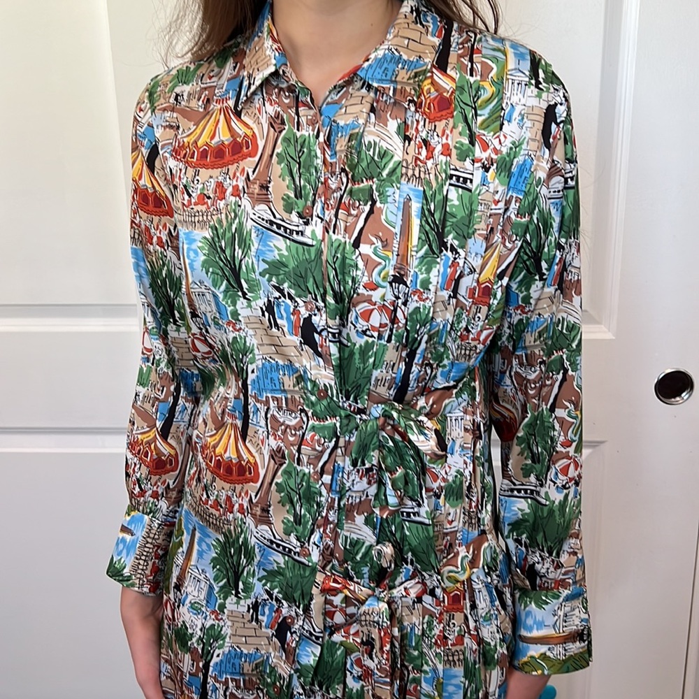Zara Multicolor Printed Midi Dress